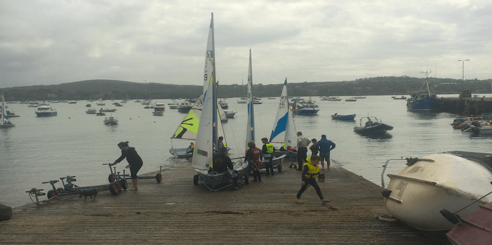 Photograph of club boats being launched during Junior Sailng